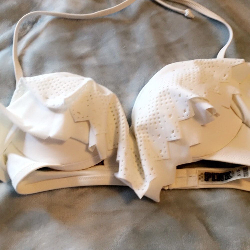 Sports bra (m) runs small White swim top (s)